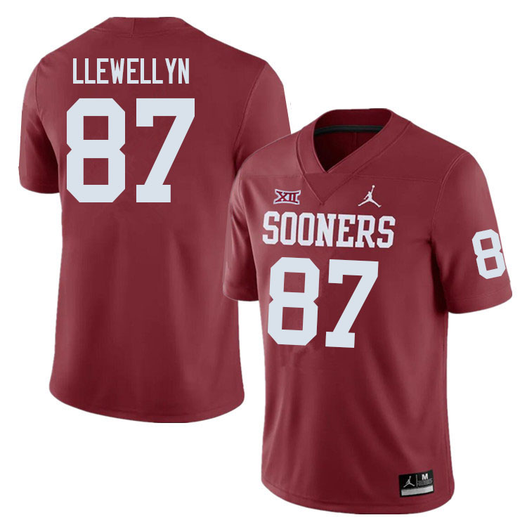 Men #87 Jason Llewellyn Oklahoma Sooners College Football Jerseys Sale-Crimson